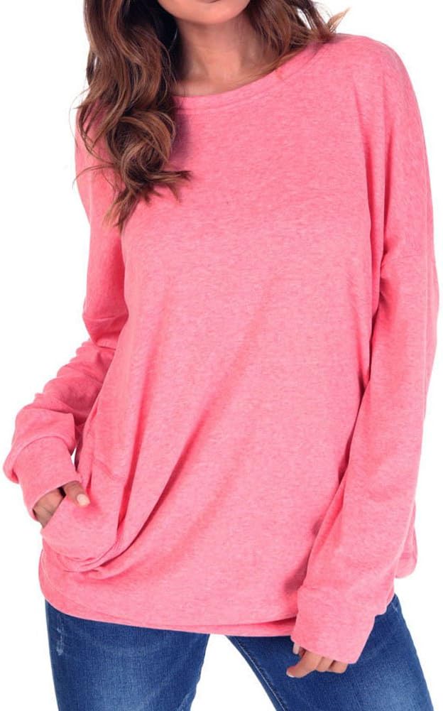 Dasbayla Women Casual Long Sleeve Blouse Top Oversize Sweatshirt with Pockets