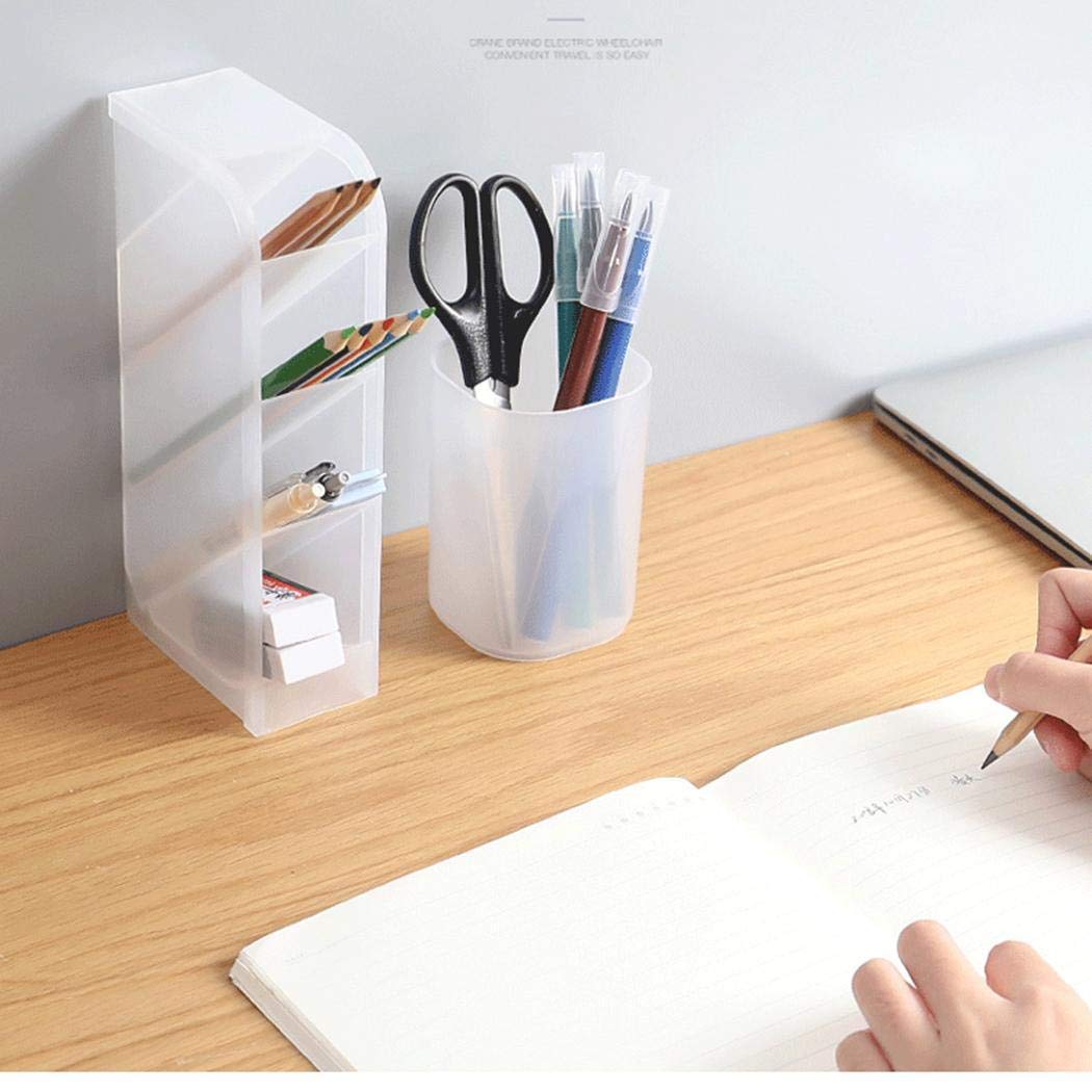 UpBeauty Desktop Pen Holder Office Storage Case Clear Plastic Desk Organizer Desk & Drawer Organizers Multi-Function