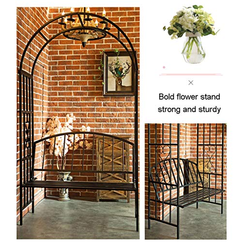 Trellises ZYY@ Rosenbogen mit Bank Rosenbank Laubenbank Philosophenbank Rankgitter Rankhilfe Gartenbank Metall Schwarz – Bild 5