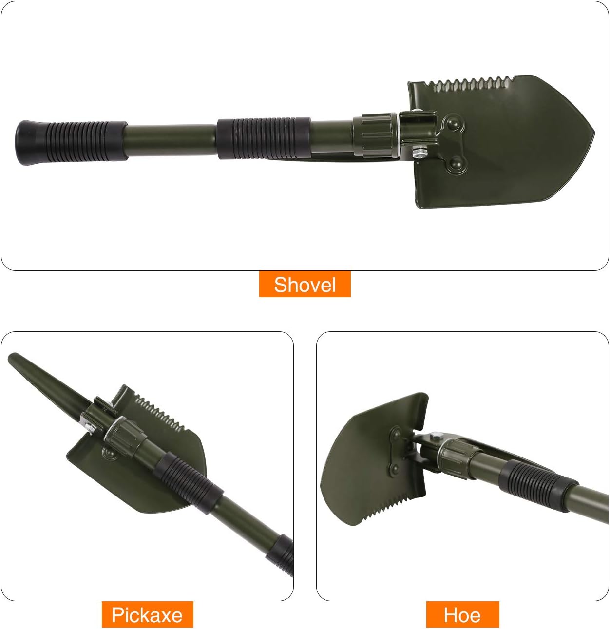 REDCAMP Military Folding Camping Shovel, High Carbon Steel Entrenching Tool Tri-fold Handle Shovel with Cover : Sports & Outdoors