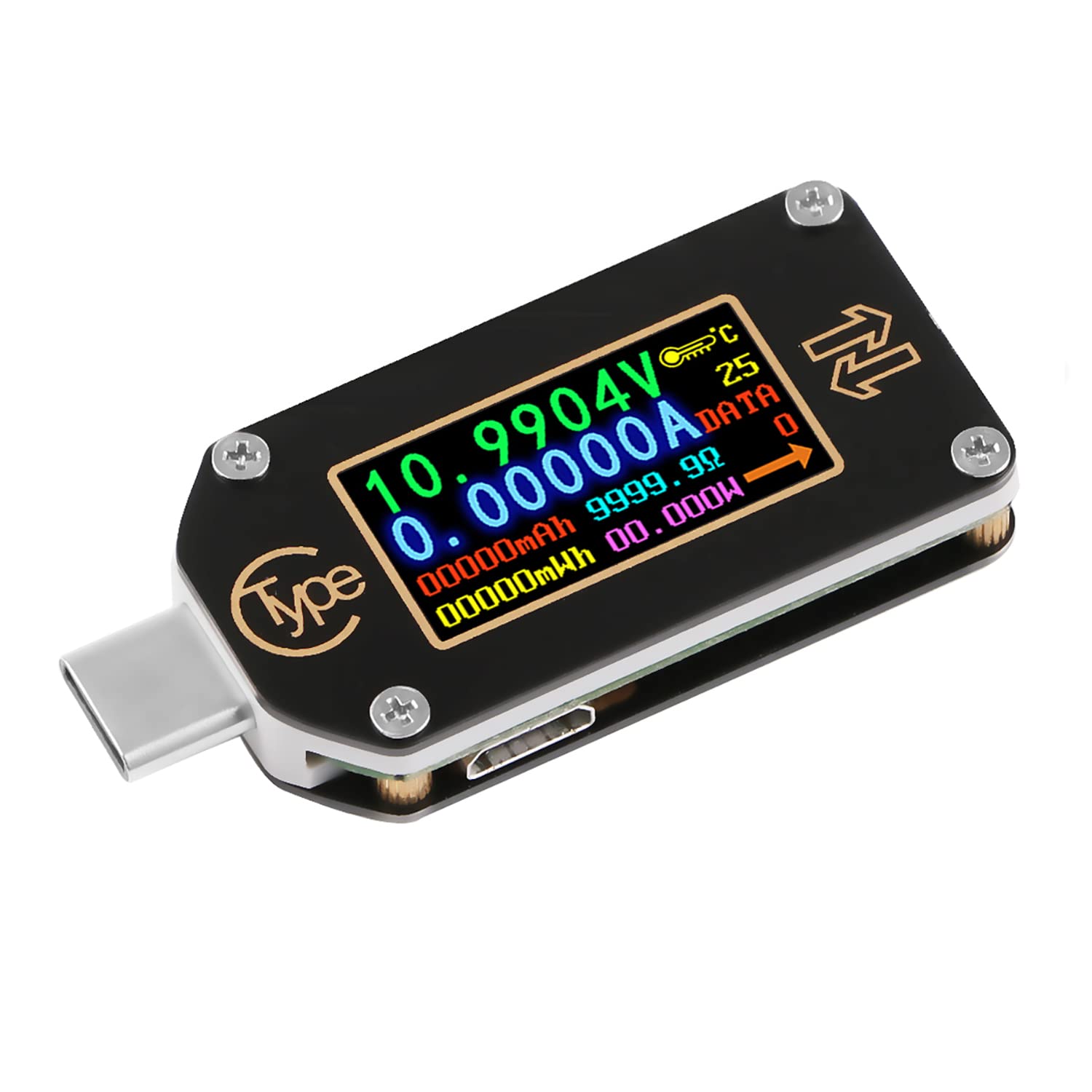 Innovateking-EU USB Tester Multimeter, TC66C Bluetooth Ammeter Voltmeter 0.96 Inch IPS Color Display