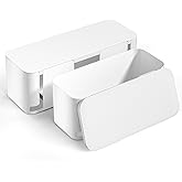 YECAYE Cable Management Box, White, XL+M, 2 Pack | Pet Friendly;Child-Proof; Power Strip Protector;For Home &amp; Office;Cord Organizer Box;Wire Hider and Cord Organizer for Desk