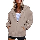 COPYLEAF Oversized Zip Up Hoodies for Women Long Sleeve Sweatshirts Y2K Casual Track Jackets with Pockets