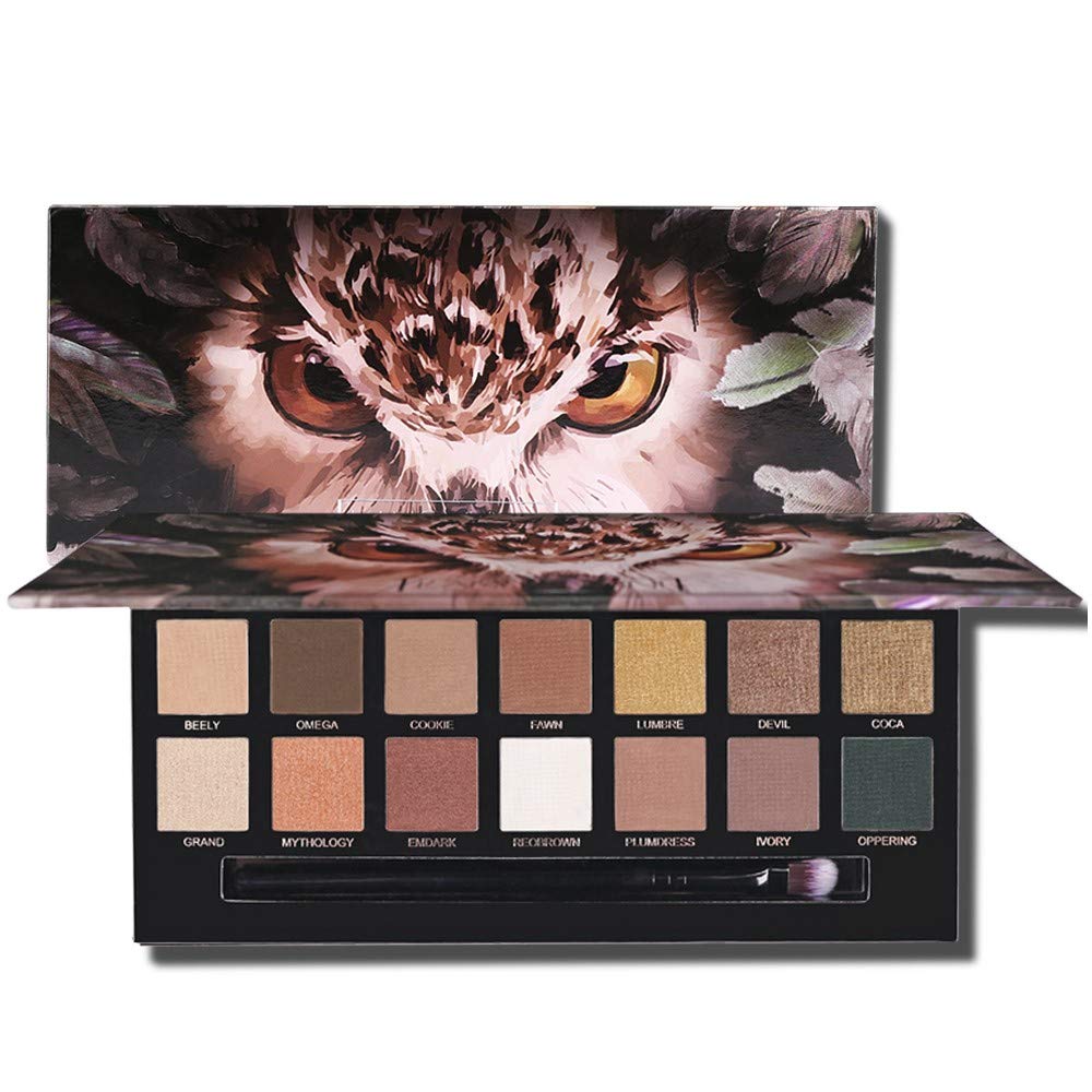 LANGMANNI new fashion Matte Eyeshadow Palette Nude eye Makeup Glitter Pigment Smoky Eye Shadow Powder Waterproof Cosmetic (#2 Owl)