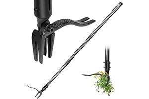 Belife Weed Puller Tool, 4 Claw Head Design for Stand Up Weed Puller with 50" Long Handle, 3 Section Design Suitable for People of Different Heights Garden Tools, Remove Weeds Easily