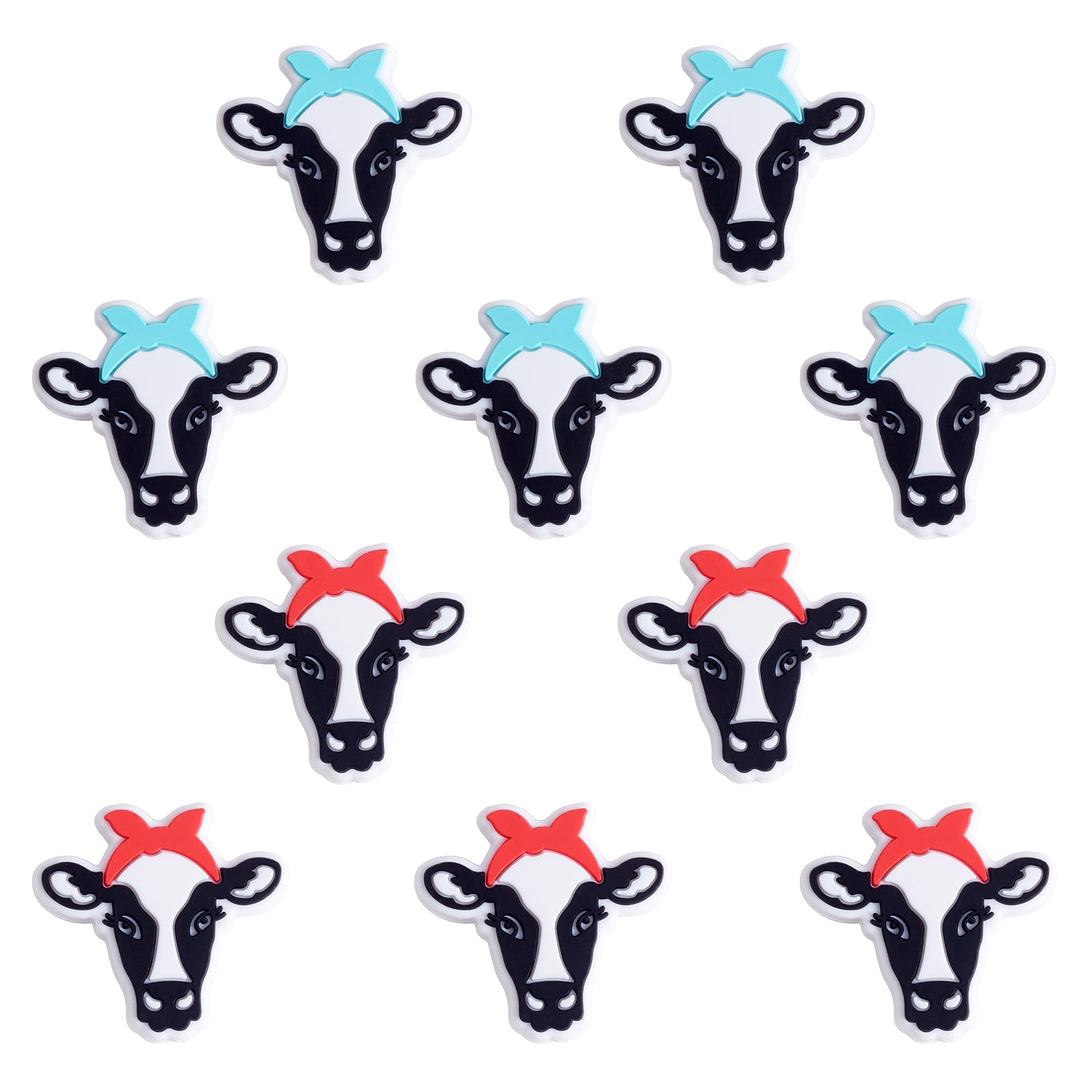 WEWAYSMILE 10pcs Silicone Round Beads Making Kit, Silicone Beads Bulk, Round Silicone Beads, for Jewelry Crafts Necklace Garland Bracelet (Cow Head)