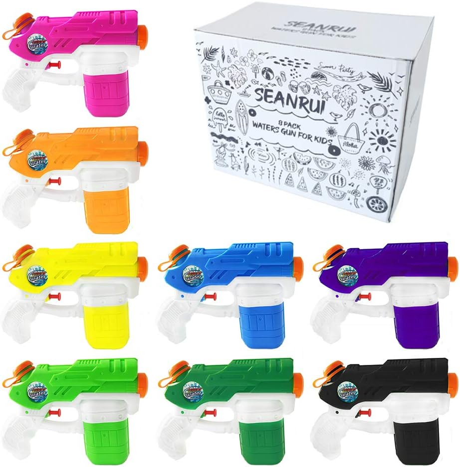 Seanrui Water Guns for Kids,8 Pack Super Squirt Guns 220CC Capacity 15-20 Feet Shooting Range, Toys Gifts for Boys Girls Children Summer Swimming Pool Beach Water Fighting Play Toys: Toys & Games
