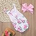 Canis Newborn Baby Girls Ruffle Watermelon Pineapple Lemon Fruit Print Backless Romper with Headband (6-12M, Pink Watermelon)