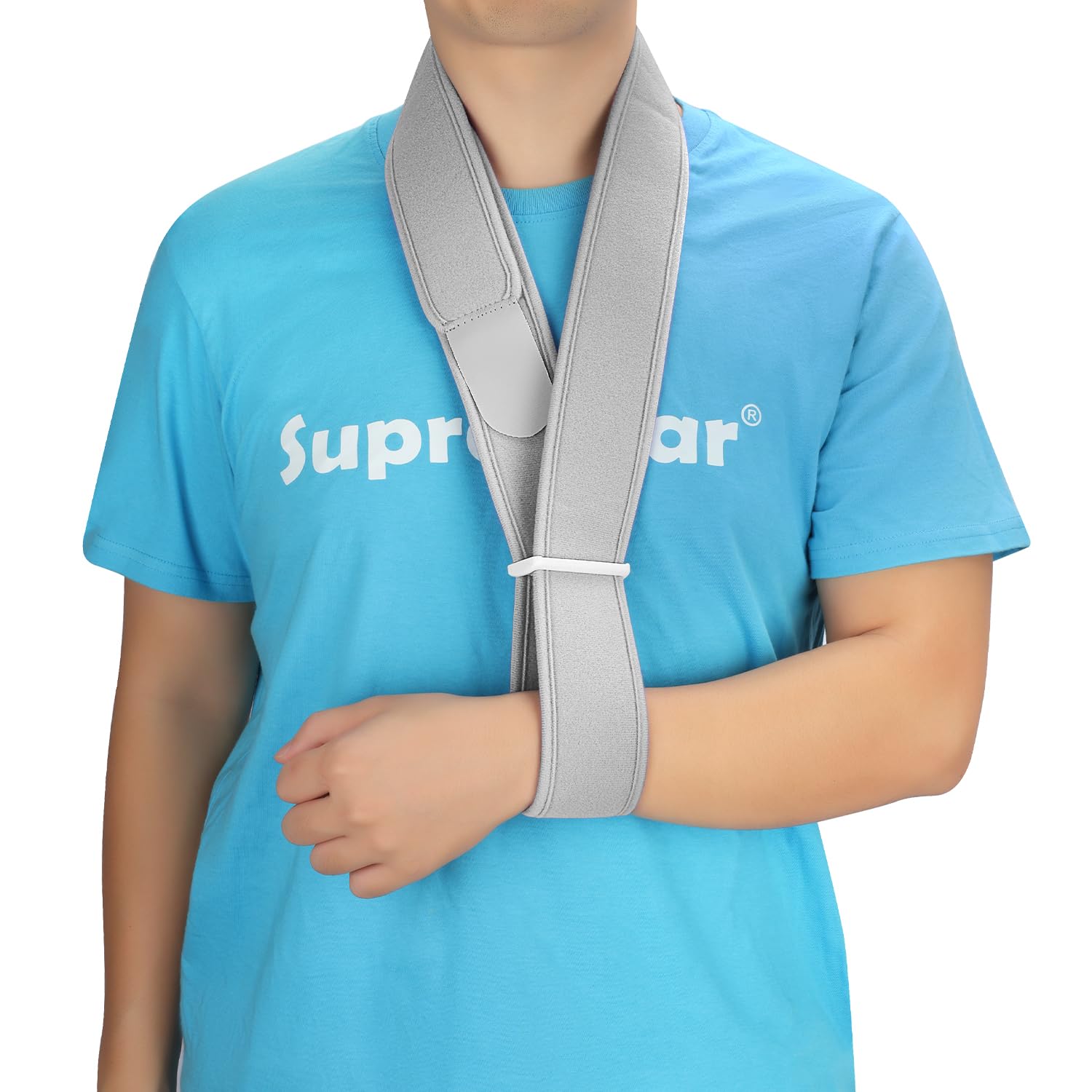 supregear Arm Sling, Adjustable Collar and Cuff Sling Immobilizer Lightweight Neck Support Simple Arm Sling Breathable Medical Shoulder Support for Men Women, One Size Fits All, Grey