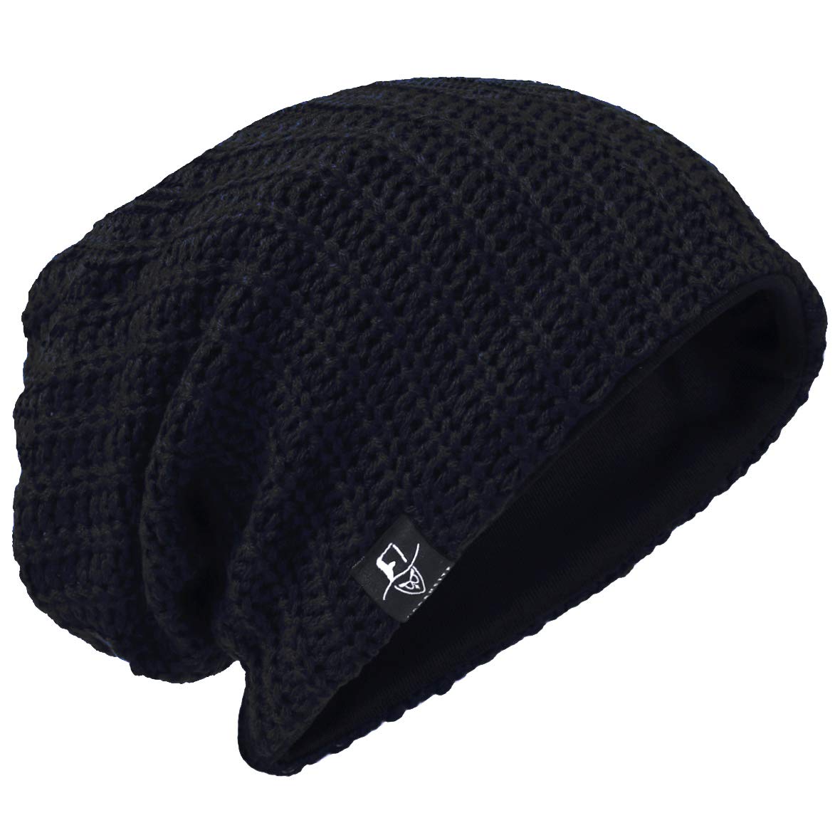 VECRY Men's Slouchy Beanie Knit Rasta Skull Cap for Summer Winter (Ribbed Black)