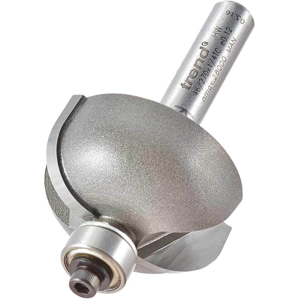 Trend Professional Bearing Guided Cove Router Cutter, 9.5mm Radius, 1/4 Inch Shank, 28.5mm Cut Diameter & 14mm Cut Length, Two Bearings, Tungsten Carbide Tipped, 46/270X1/4TC