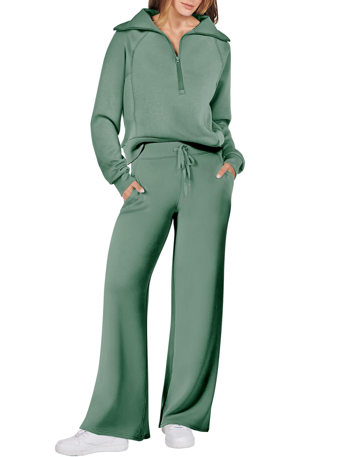 ANRABESS Women's 2-Piece Oversized Sweatsuit - Zip Up Hoodie & Jogger Set
