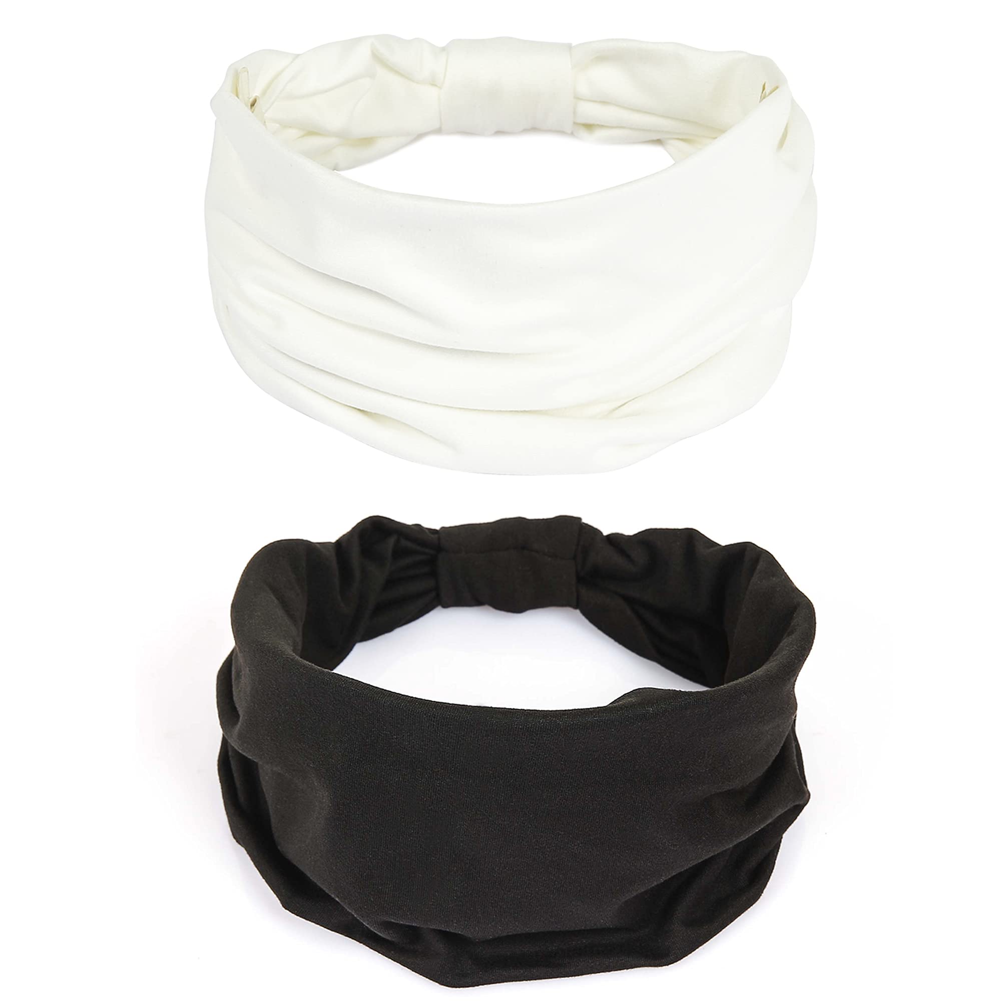 Photo 1 of ***Only 1***
GiLi 2 Pack Wide Headbands for Women Boho African Knotted Non Slip Fashion Hair Bands Yoga Running Sports Workout Gym Head Wraps Elastic Soft Cotton Cloth Turbans Bandana for Girls (White,Black)