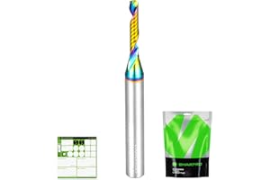 SHARPRO O Flute Upcut Spiral Router Bit 1/4 Inch Shank 1/8" Cutting Dia. 3/4" CL. 2-1/2"OVL. Carbide Single Flute CNC Router 