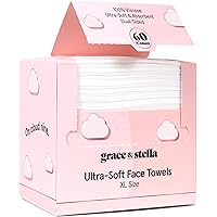 grace & stella Disposable Face Cloths - Ultra-Soft & Absorbent Face Towels - XL Makeup Wipes for Cleansing & Makeup Removal -