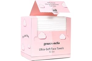 grace & stella Disposable Face Cloths - Ultra-Soft & Absorbent Face Towels - XL Makeup Wipes for Cleansing & Makeup Removal -