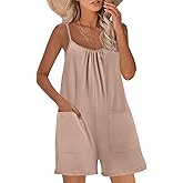 Nfsion Womens Casual Sleeveless Romper Loose Spaghetti Strap Shorts Overalls Jumpsuit with Pockets Summer Clothes