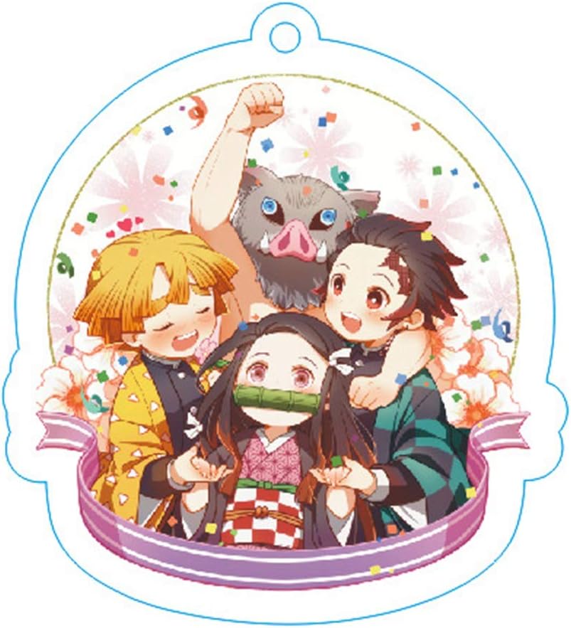Tianmeijia Anime Demon Slayer: Kimetsu no Yaiba Kamado Tanjirou Keychains Cartoon Cosplay Acrylic Keyring Cute Pendant( H01)