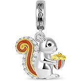 GNOCE Squirrel Pendant Charms 925 Sterling Silver Animal Charm Fits All Charms Bracelet/Necklace For Women Birthday Gifts
