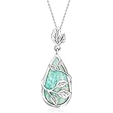 Ross-Simons Amazonite Leaf Pendant Necklace in Sterling Silver. 18 inches