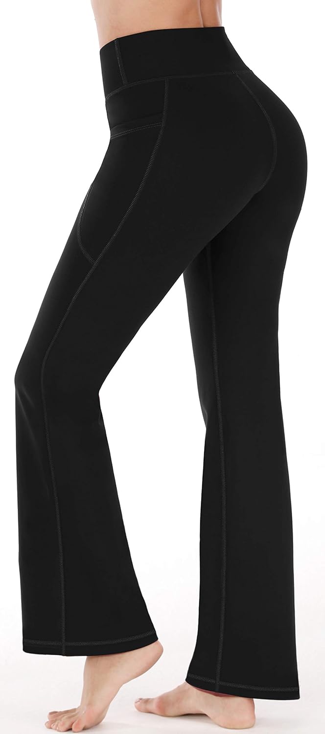 Heathyoga Bootcut Yoga Pants for Women with Pockets High Waisted Workout Pants for Women Bootleg Work Pants Dress Pants: Clothing