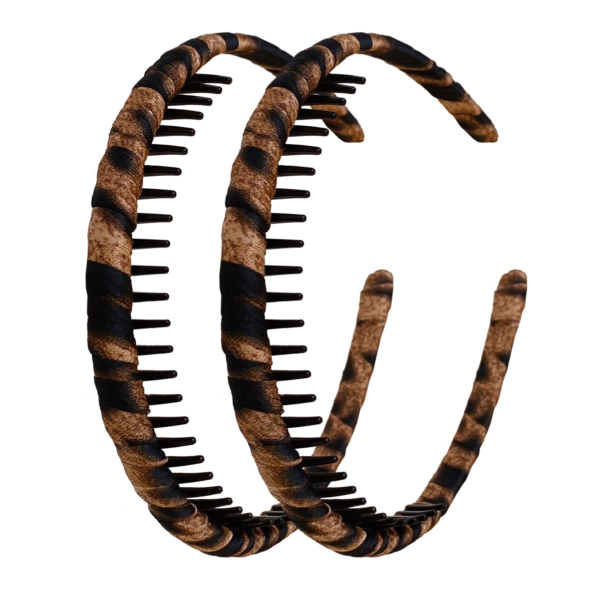 scicent Head Bands Adult Women Teeth Hair Band Comb Headband Non-slip Leopard Print Headbands Hair Accessories for Girls, Brown — image 1