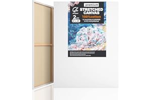 ARTSANI Stretched Canvases for Painting 2 Pack 36x48 Inch, 100% Cotton 12.3 oz Triple Primed Painting Canvas, 3/4" Profile Acid-Free Large Paint Canvas Blank Canvas for Acrylic Pouring Oil Watercolor Painting