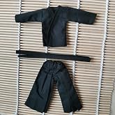 1/12 Samurai Kimono Clothes for 6" 6 inches 1:12 Action Figure Doll Clothes (Black top&amp;Trousers)