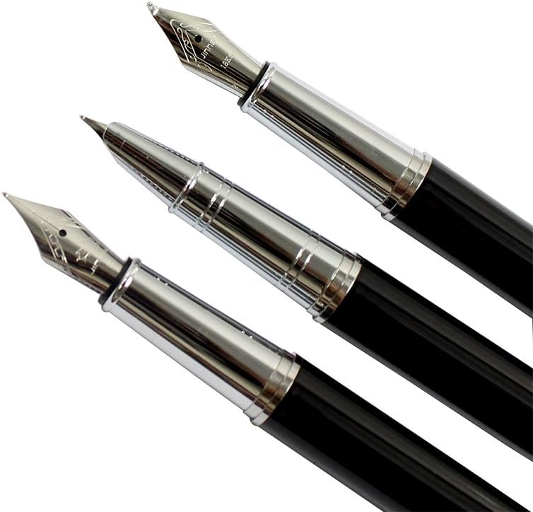 Ranvi JinHao 101 Black Fountain Pen With Silver Circle, 3 PCS, 1 x Fountain Pen,1 x Fine fountain,1 x Calligraphy Pen, Gift Box - Image 5