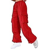 SweatyRocks Women's Drawstring Elastic Waist Loose Pants Casual Flap Pocket Cargo Pants Trousers