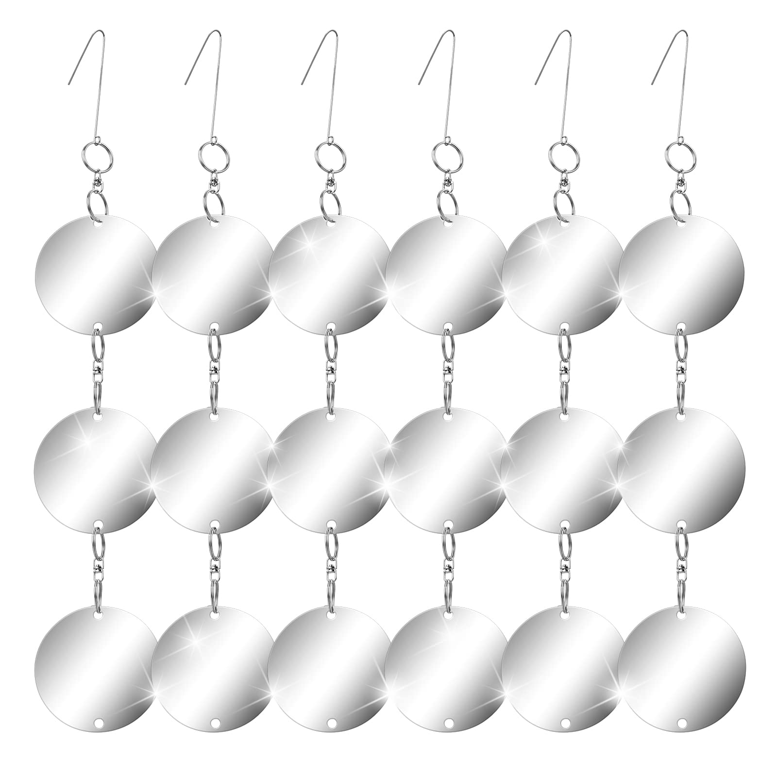 GWHOLE 18 Piece Pigeon Deterrent Reflective Discs, Hanging Bird Scarer for Gardens & Allotments, Double-Sided Wind Spiral Deflectors to Keep Seagulls Magpies Owl Away, Outdoor Decoration(6 Sets)