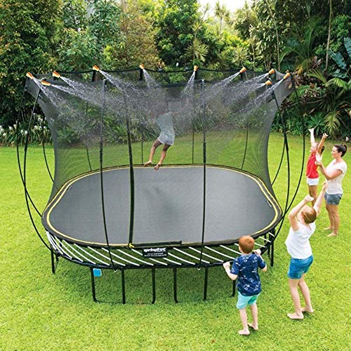MeiGuiSha 50 ft Trampoline Backyard Sprinklers Spray Water Park Fun Summer Cool Things Outdoor Toys Water Game Trampoline Accessories Ladder ,Made to Attach on Trampoline Safety Net Enclosure