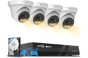 FORCOVR 4COVR PoE Security Camera System, 2 Way Audio Talk & Dual Lights Smart Color Night Vision, Person Vehicle Detection, 4X 5MP Dome IP Camera IP67, 8CH 8MP NVR 2TB HDD, 24/7 Home Video, LY97KA5M0804