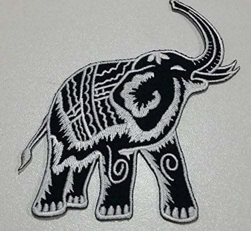 VN Black Elephant DIY Applique Embroidered Sew Iron on Patch 1 Pcs