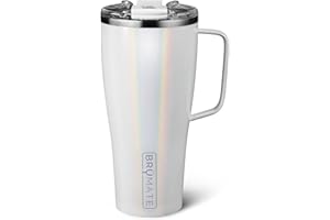 BrüMate Toddy XL - 32oz 100% Leak Proof Insulated Coffee Mug with Handle & Lid - Stainless Steel Coffee Travel Mug - Double Walled Coffee Cup (Glitter white)