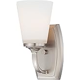 Minka Lavery 6961-84 Overland Park Vanity Bath Light, 1-Light, 100 Total Watts, 4.5-in H x 9-in W, Brushed Nickel