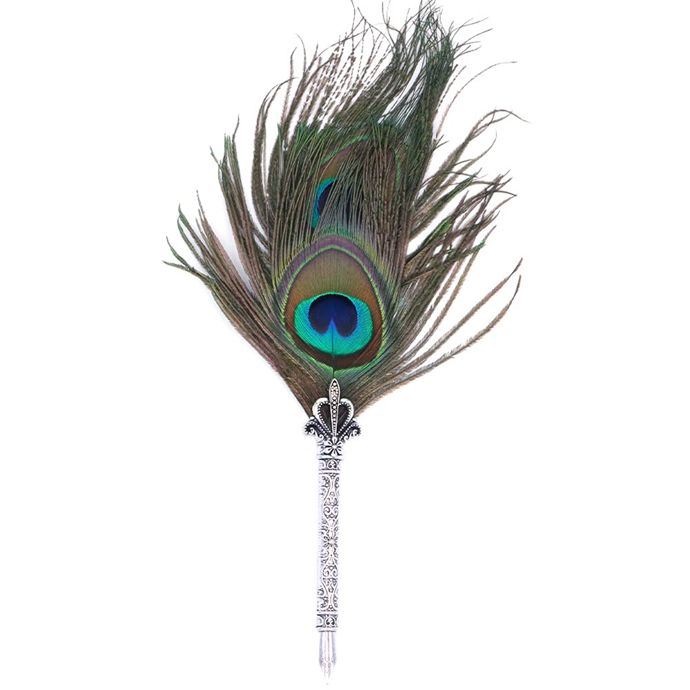 ANCLLO Vintage Feather Quill Pen Nature Feather Dip Pen for Wedding Sign in Creative Office Supplies, Best Antique Executive Gift for Birthday Christmas- Style C