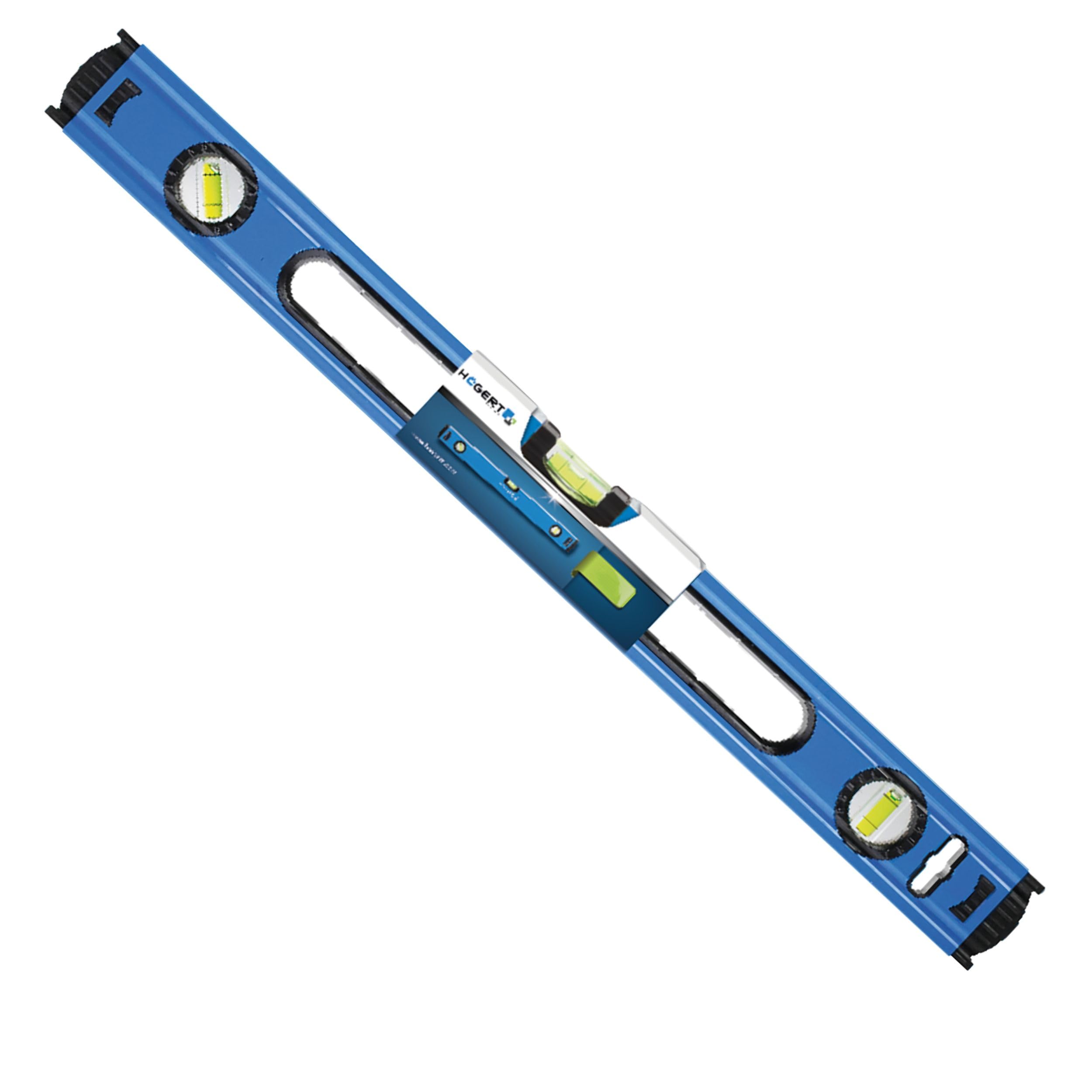 Högert Technik - Spirit Level 100 cm, Features 3 Levels: 0°/45°/90°, Aluminium Spirit Levels, Shock Absorbing end caps, Size: 100×5.65×2.1cm, HT4M010