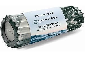 Oceanfoam Ripple Travel Foam Roller (11" x 3.35") Firm Mini Foam Roller for Physical Therapy, Deep Tissue Massage, Back Pain - High Density, Ergonomic Wave Textured - Yoga, Exercise (Hunter Marbled)