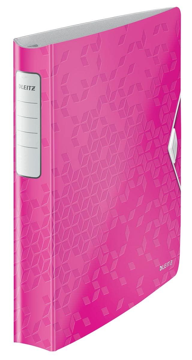 Leitz 4 Ring Binder, Holds up to 190 Sheets, Wow Range, 30 mm Spine, 42400023 - A4, Pink Metallic