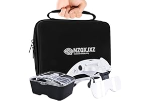 NZQXJXZ Head Magnifying Glasses with Light for Close Work, Rechargeable Headband Magnifier Glasses, Interchangeable Lenses 1.0X 1.5X 2.0X 2.5X 3.5X for Arts and Crafts, Hobby