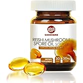 GANOHERB Organic Reishi Mushroom Spore Oil Supplement-USDA Ganoderma Lucidum Extract Capsule-Immune System Natural Energy for Wellness&Liver Support-Vegan, Non-GMO Gluten Free, 30 Veggie Softgels