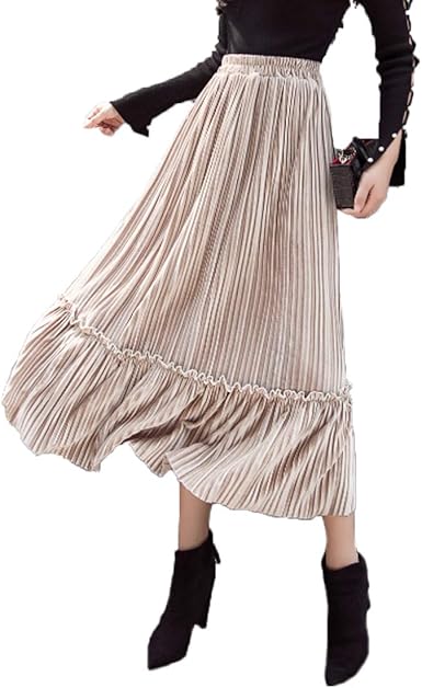velvet pleated maxi skirt