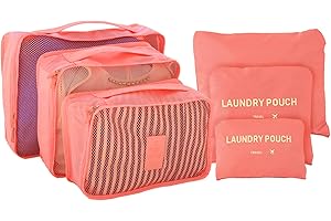 jealkip Travel Packing Cubes Lightweight,6 Set Luggage Organizers for Suitcase,Travel Accessories Bags for Clothes Shoes Electronics Cosmetics Toiletries Watermelon Red