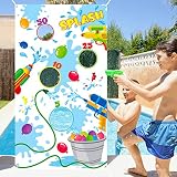TICIAGA Toss Game Banner for Water Balloons, 4 Score Holes Shooter Target for Water Gun, Swimming Pool Fun Addition Toy for Throwing Water Bomb, Summer Splash Fun for Kids Adults, Pool Party Supplies