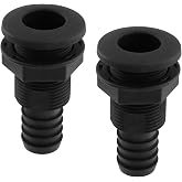 Chinflly 1 Inch Marine Through Hull Connector Fittings, Black | Thru Hull Fittings, Plastic, for Boats