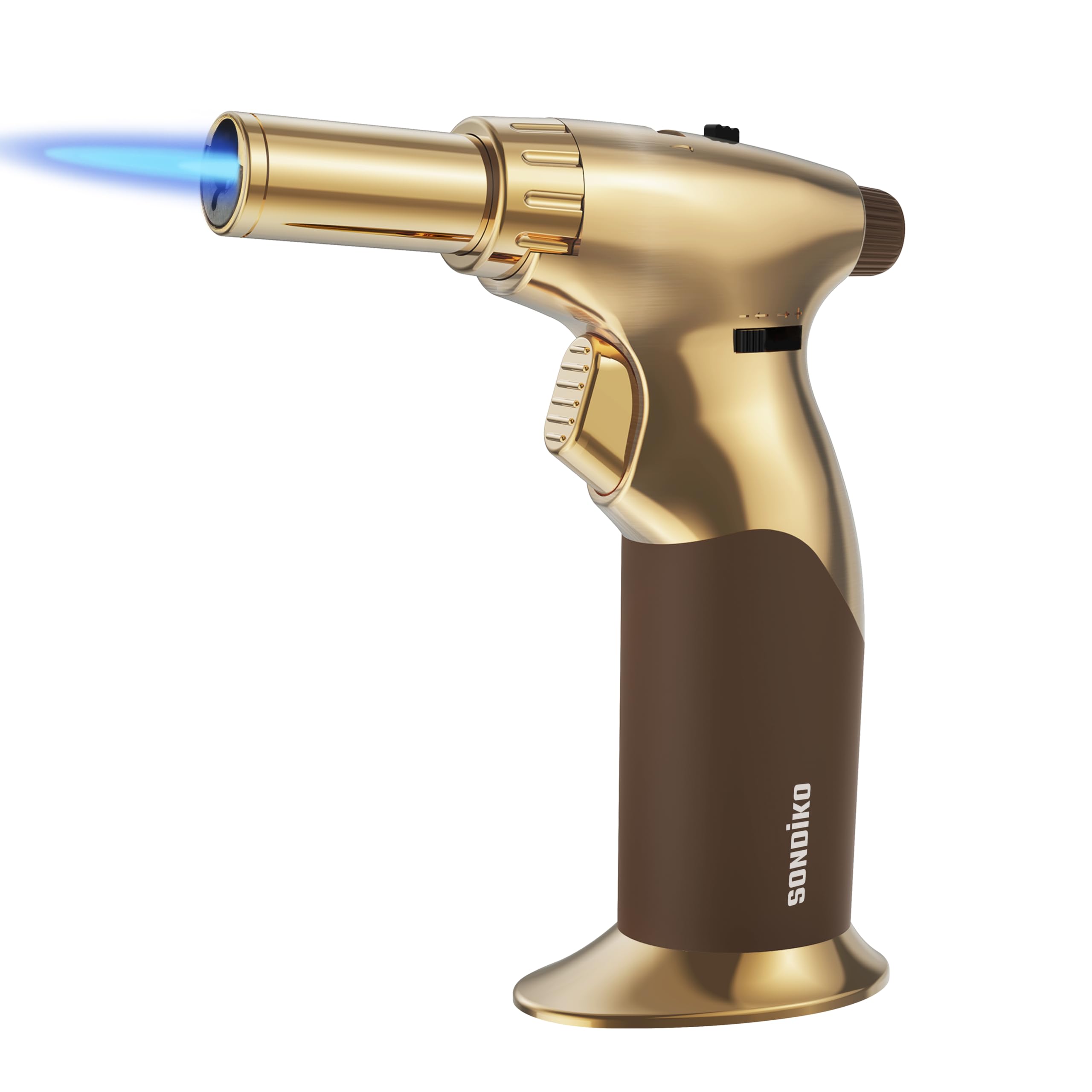 Photo 1 of Sondiko Dual Adjustable Flame Size Blow Torch Lighter, Mini Butane Torch, Refillable Soldering Torch with Continuous Flame, Lock for Welding, Cooking (Butane Gas Is Not Included)