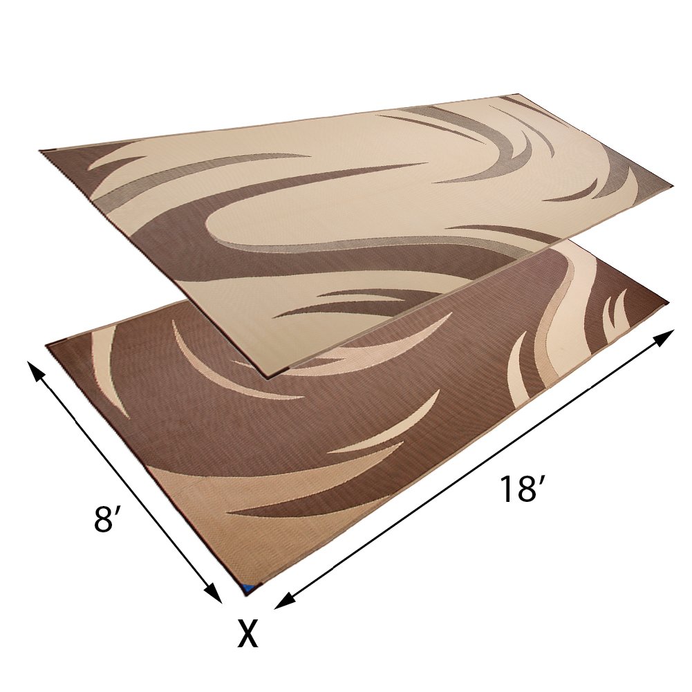 Stylish Camping Reversible Outdoor Patio/RV Camping Mat (Brown/Beige, 8