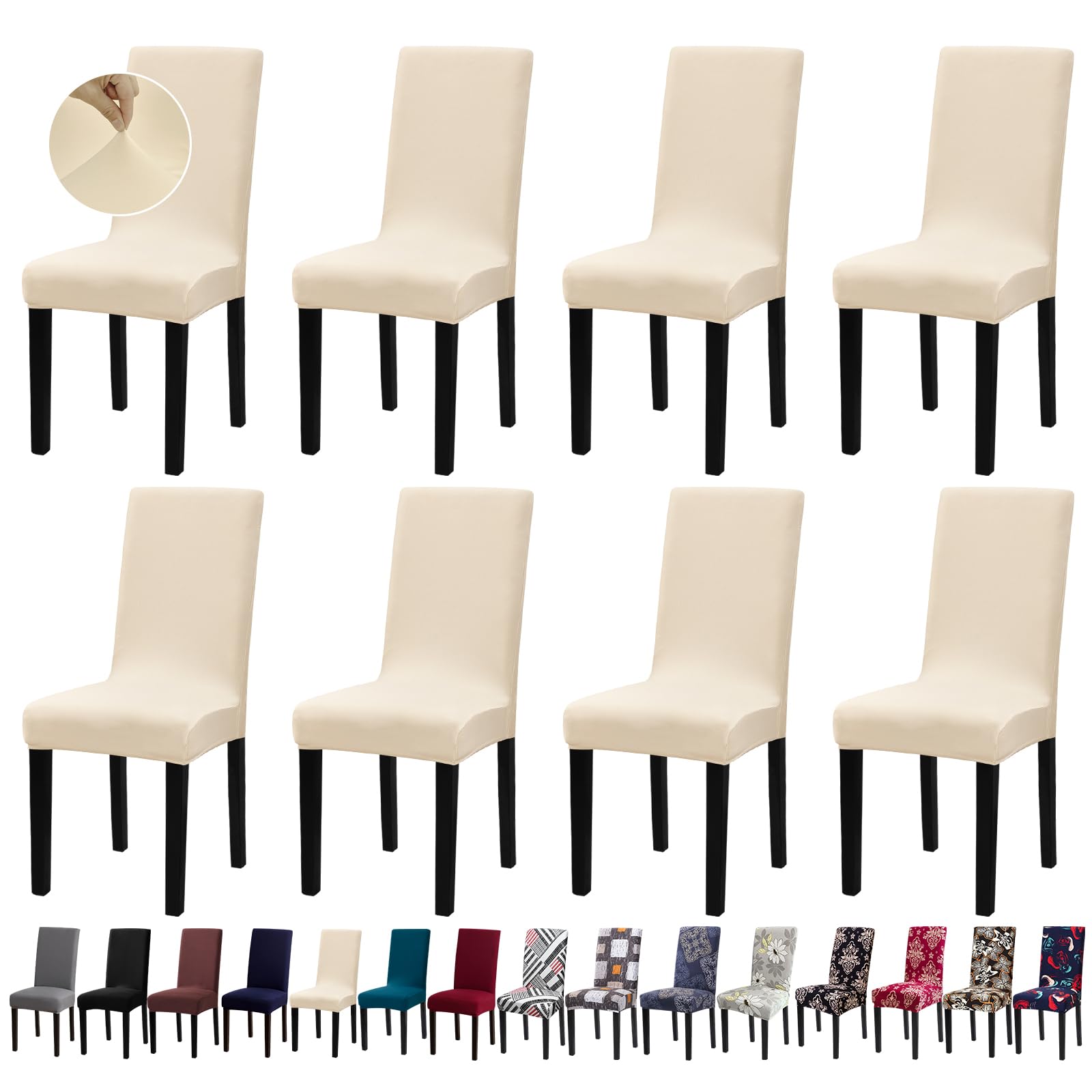 Photo 1 of Fafua Chair Covers, Stretch Kitchen Chair Covers/Dining Room Chair Covers Set of 8, Removable Washable Dining Chair Slipcovers for Home, Hotel, Banquet