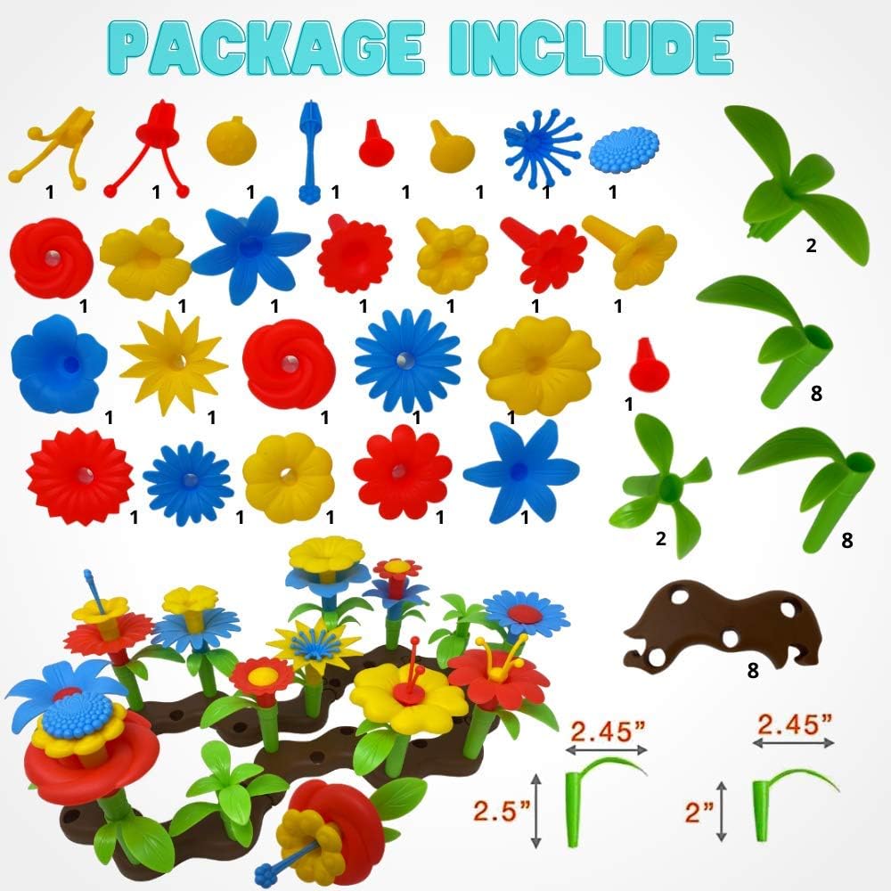 Desire Deluxe Girls Toys for 3 Year Old Kids Flower Build A Garden Toy Building Blocks Set for Baby Children - Image 3
